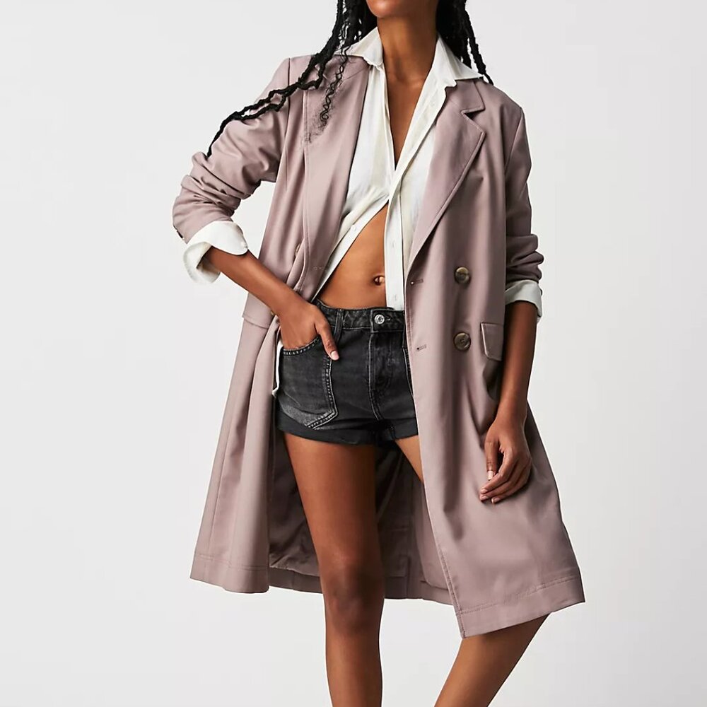 054 Free People Freddie Longline Blazer in Lilac NWT Size Large